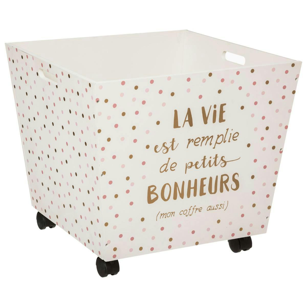 Coffre à jouets à roulettes or