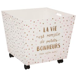 Coffre à jouets à roulettes or