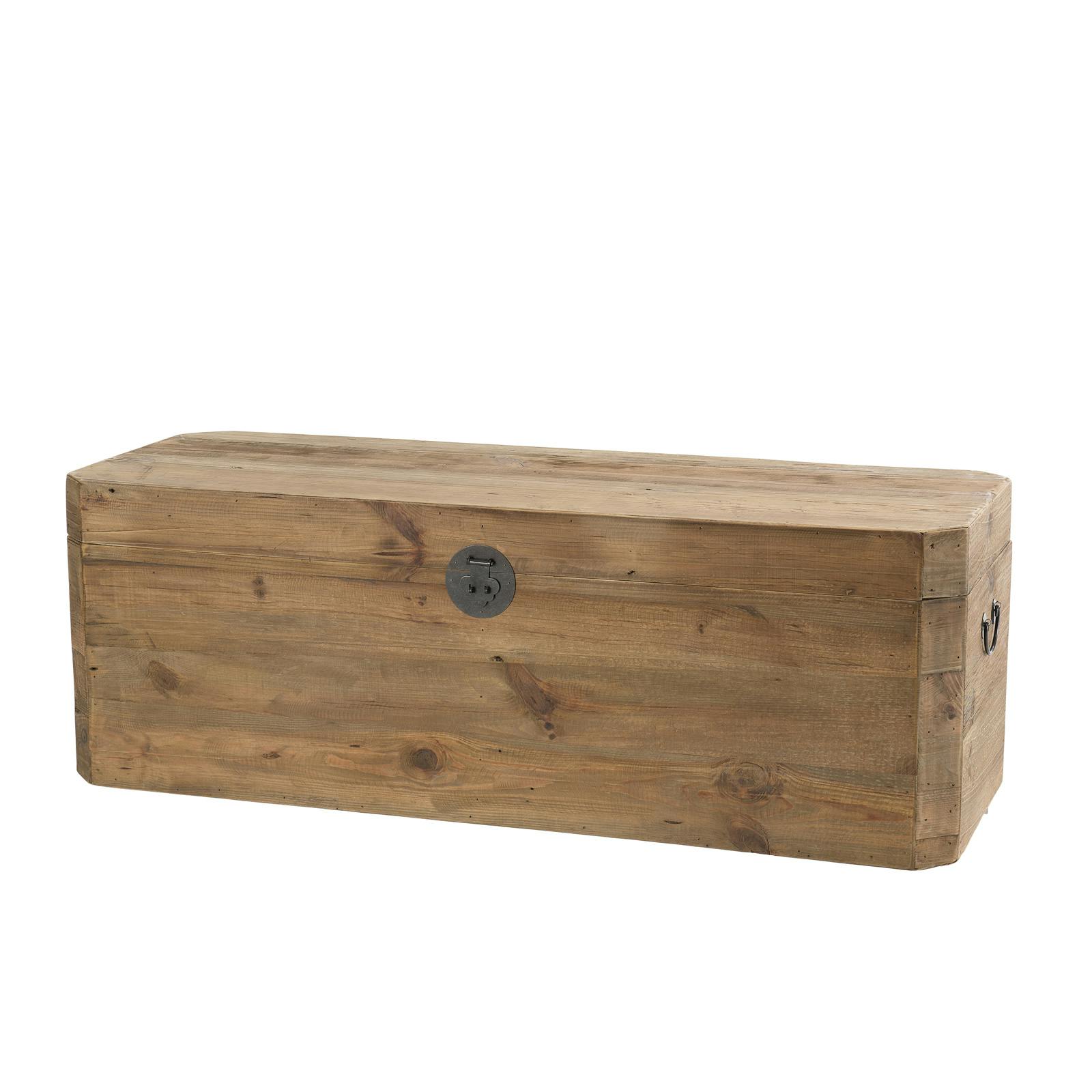 Meubletmoi Coffre de Rangement Rustique H. 48 cm en Bois de pin recyclé avec poignées et loquet métal – Chalet