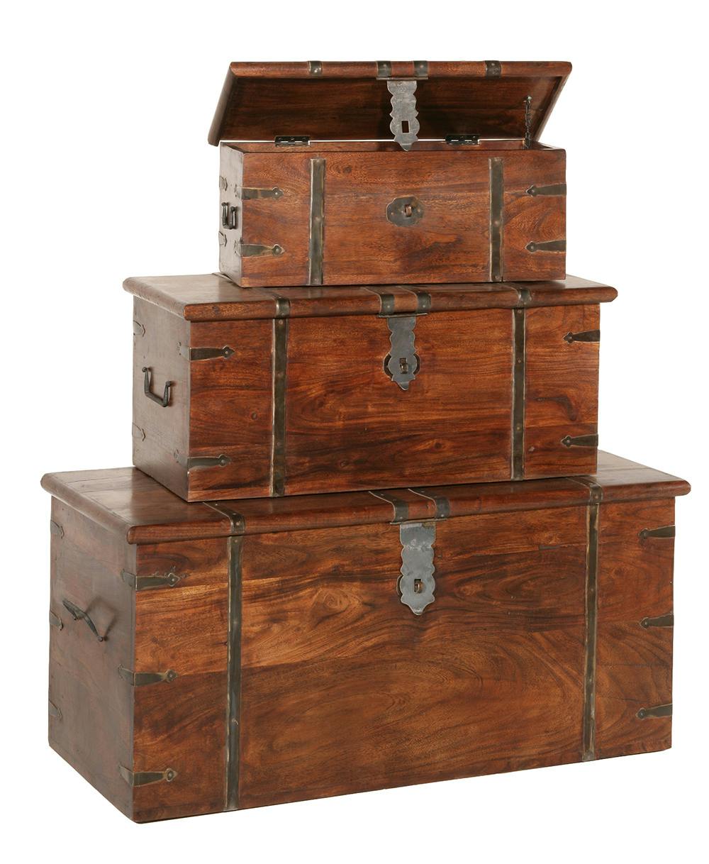 Coffres indiens (lot de 3) exotique acacia MANDY