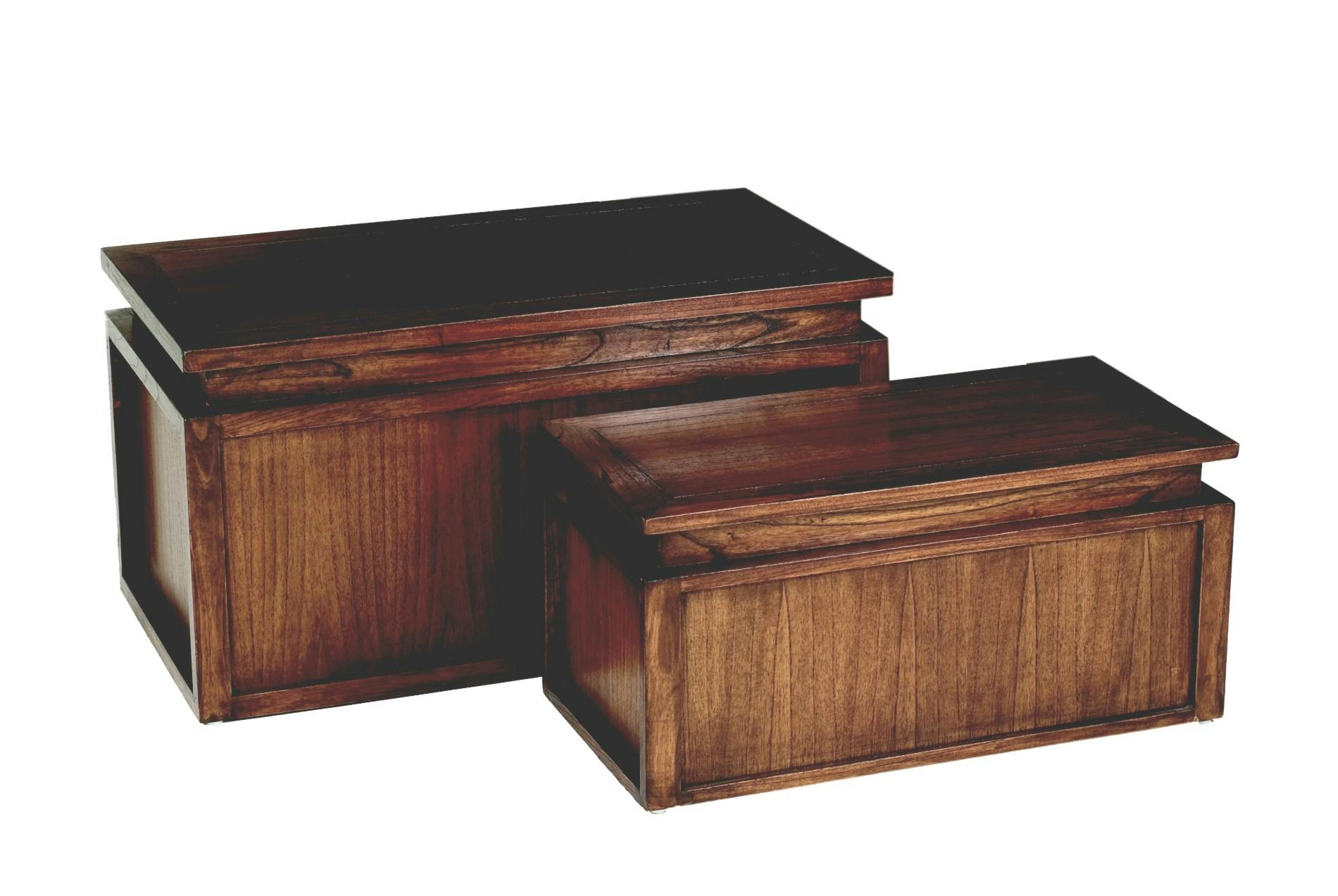 Coffres rectangles (lot de 2) acajou LOLA