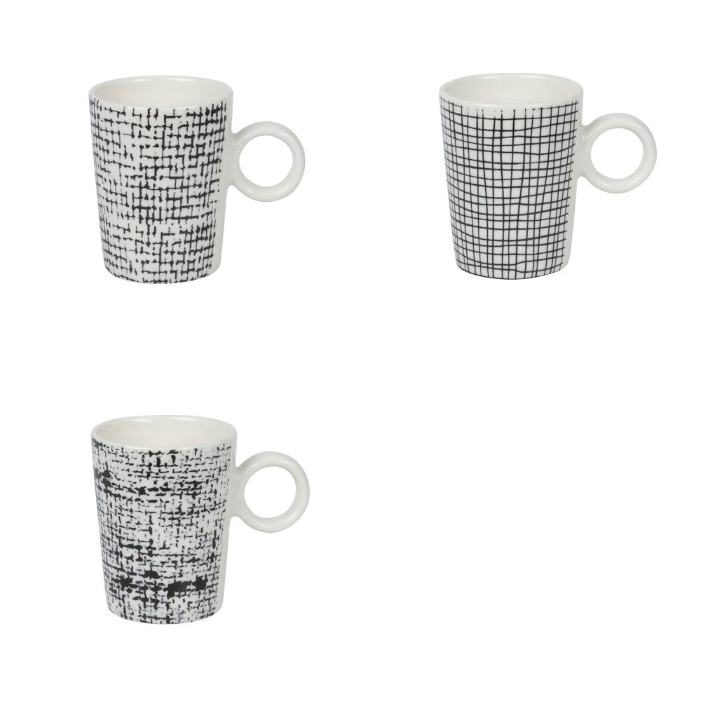 Coffret 8 tasses à expresso décor graphique noir et blanc 10cl