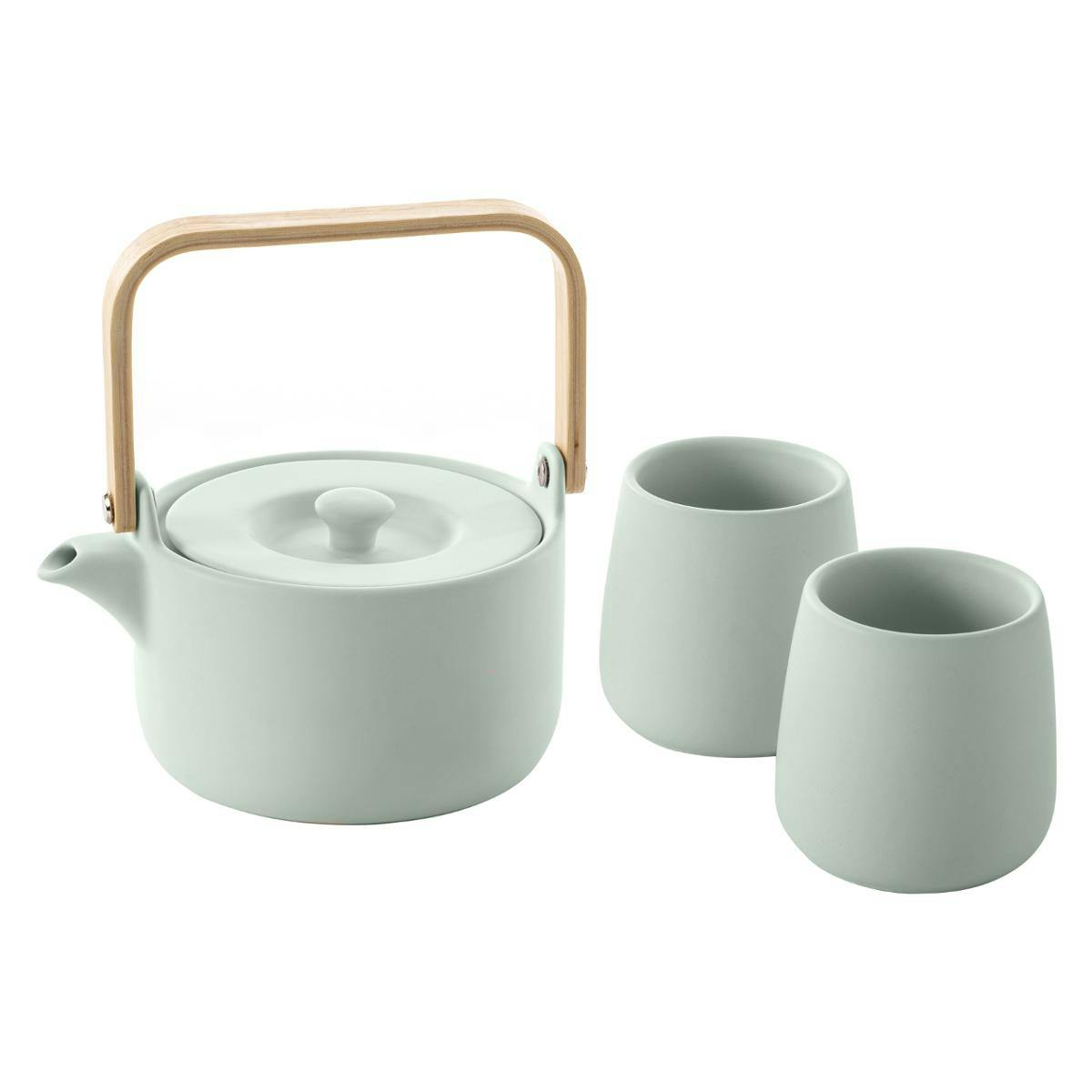 Coffret à thé (théière + 2 gobelets) vert menthe