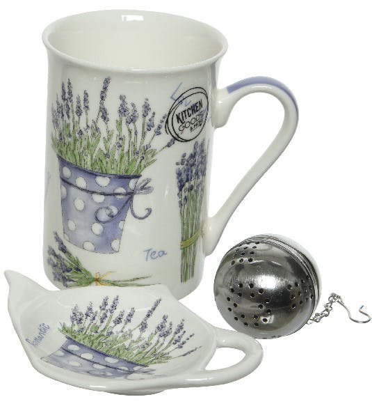 Coffret mug, infuseur à thé et repose-sachet de thé