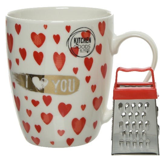 Coffret cadeau mug + râpe motif cœurs M1