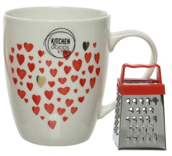 Coffret cadeau mug + râpe motif cœurs M2