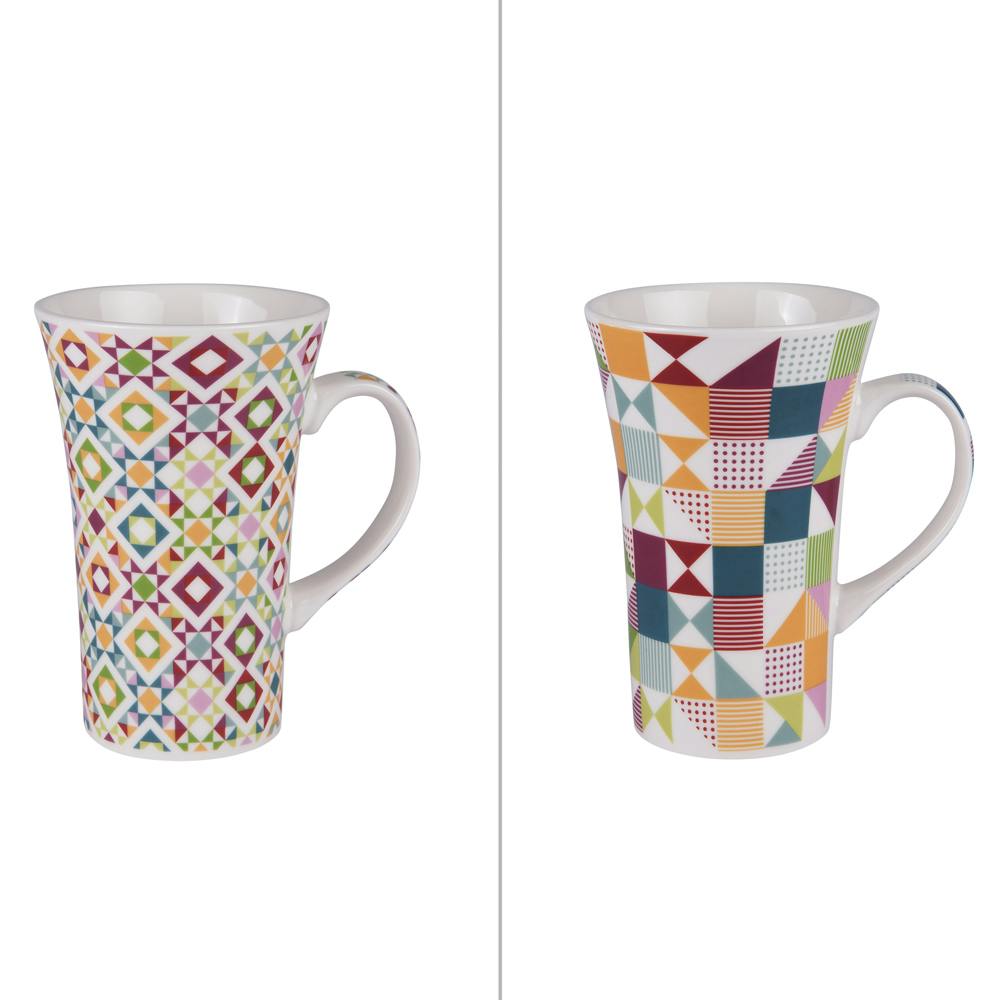 Coffret de 2 mugs XL motifs géométriques