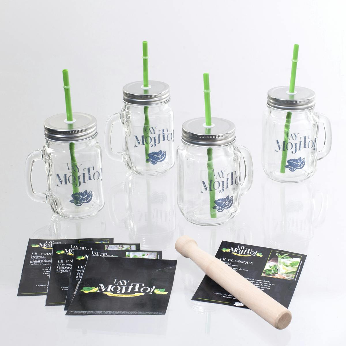 Coffret de 4 chopes Mojito et fiches de recettes