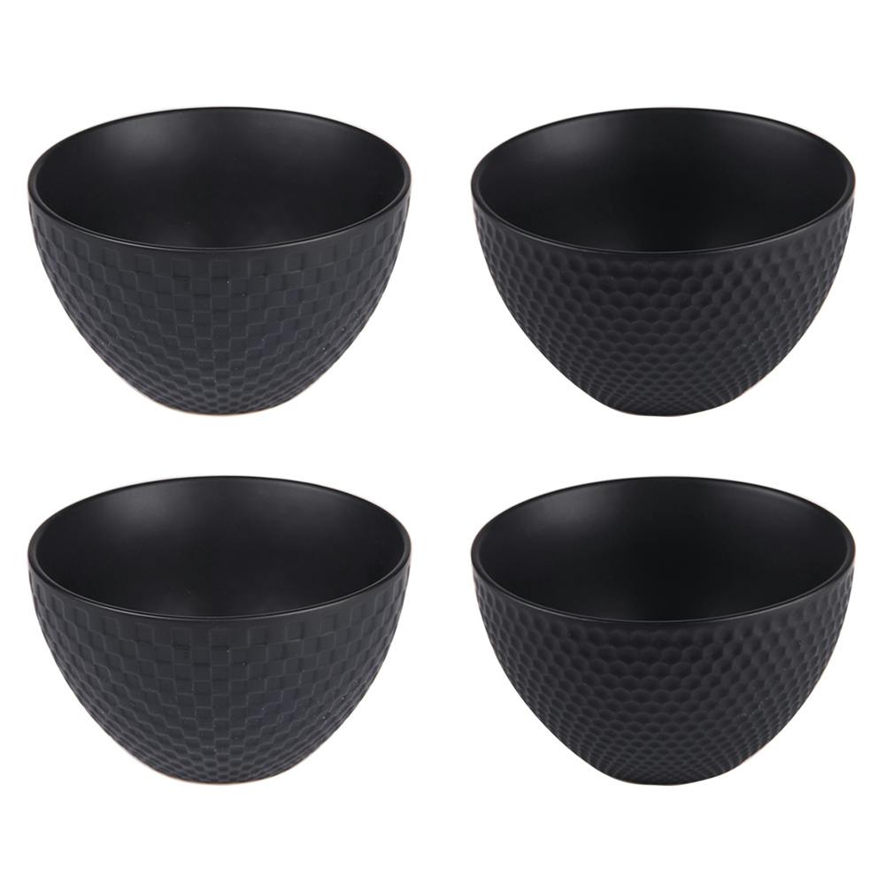 Coffret de 4 coupelles noires motif relief