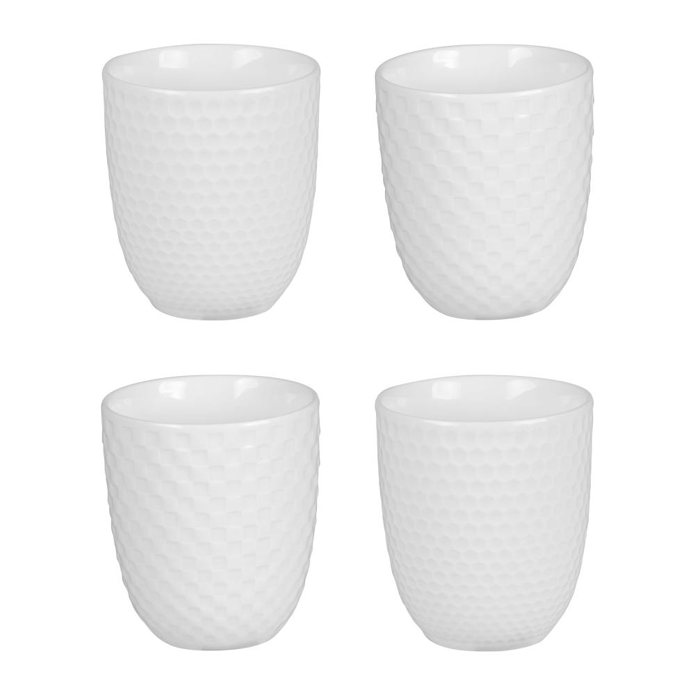 Coffret de 4 gobelets blancs motif relief