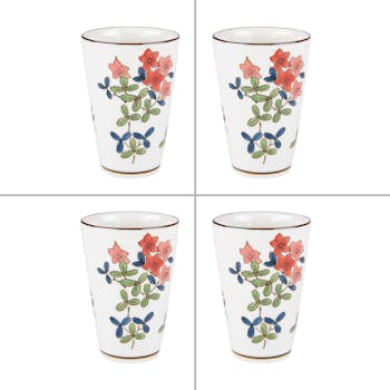 Coffret de 4 gobelets hauts motifs floraux