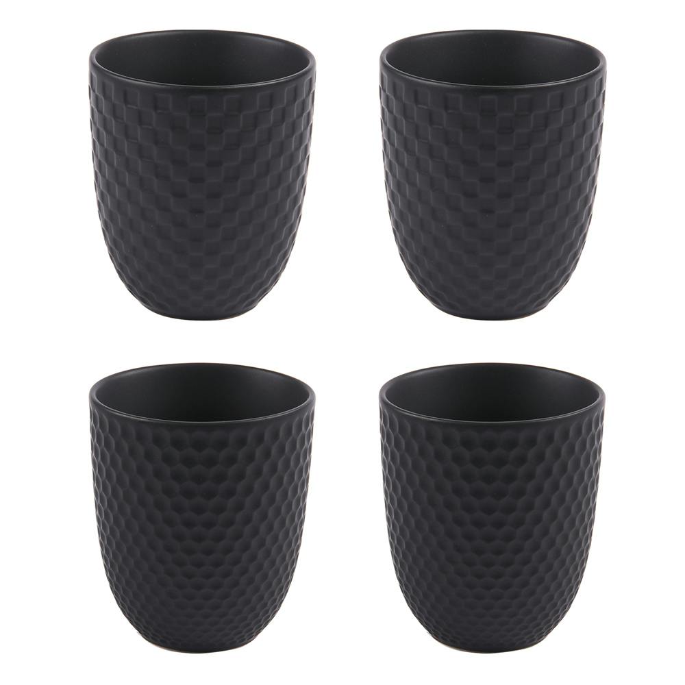 Coffret de 4 gobelets noir mat motif relief