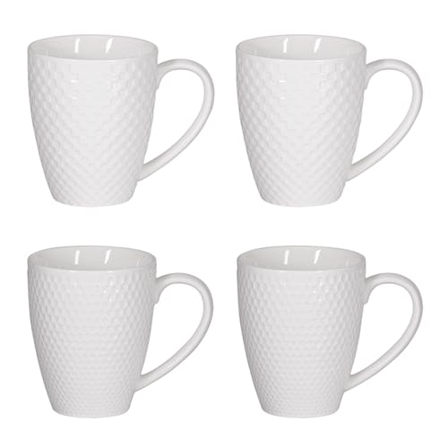 Coffret de 4 mugs blancs motif relief