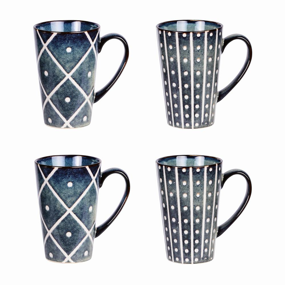 Coffret de 4 mugs décor lignes et points