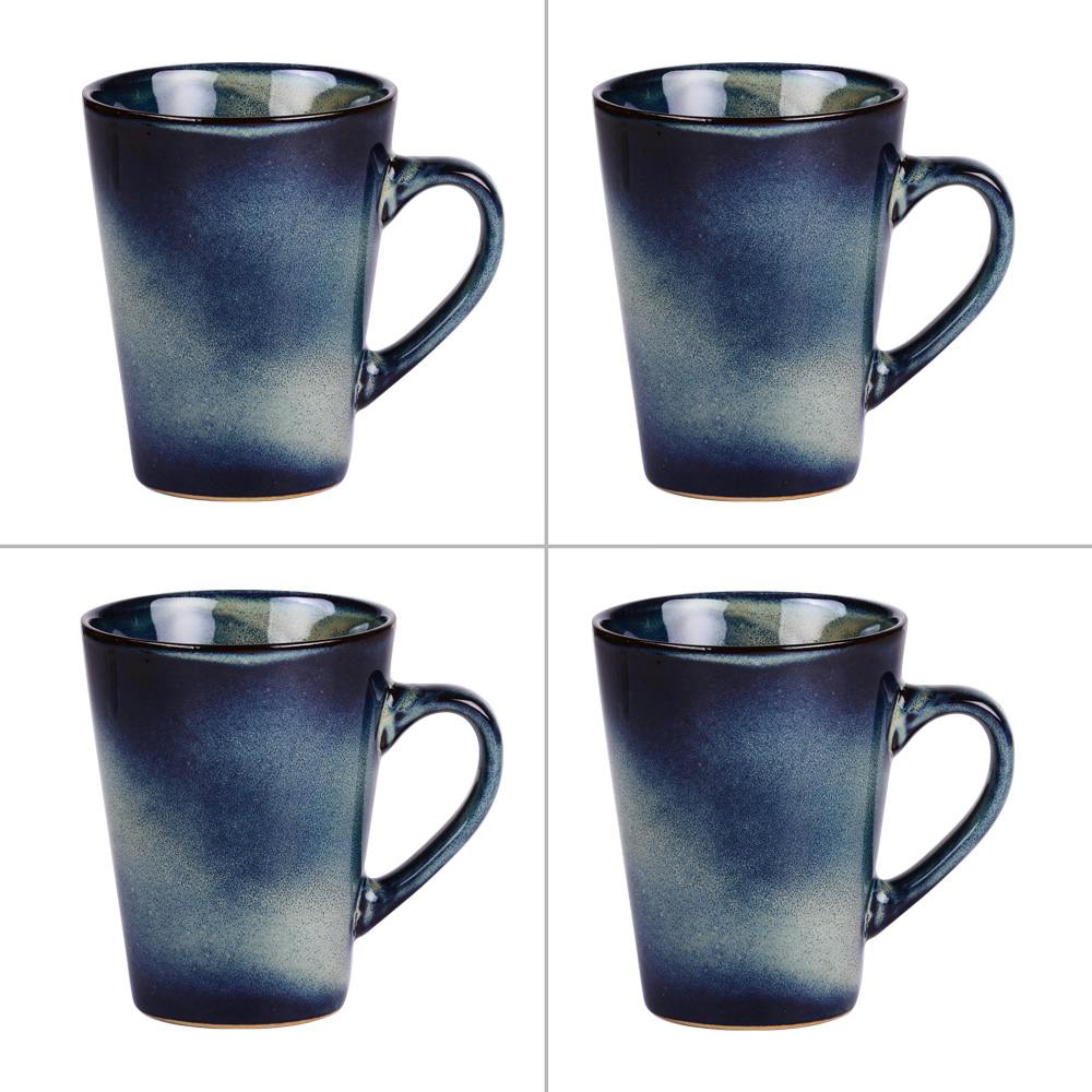 Coffret de 4 mugs effet bleu jean