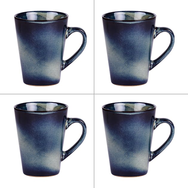 Lot De 3 Mugs Just Mugs Made In England - Motif Ethnique Vintage - Jaune, Bleu, Vert