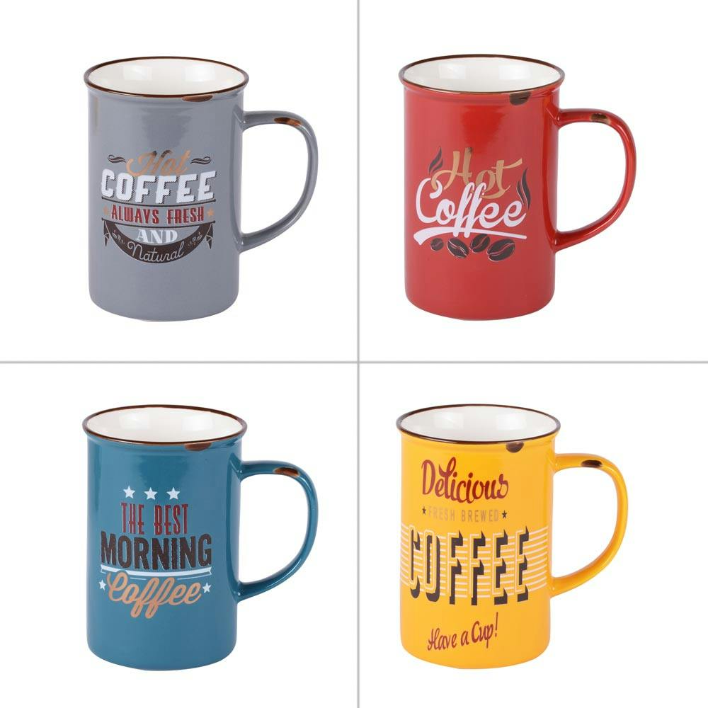 Coffret de 4 mugs hauts vintage