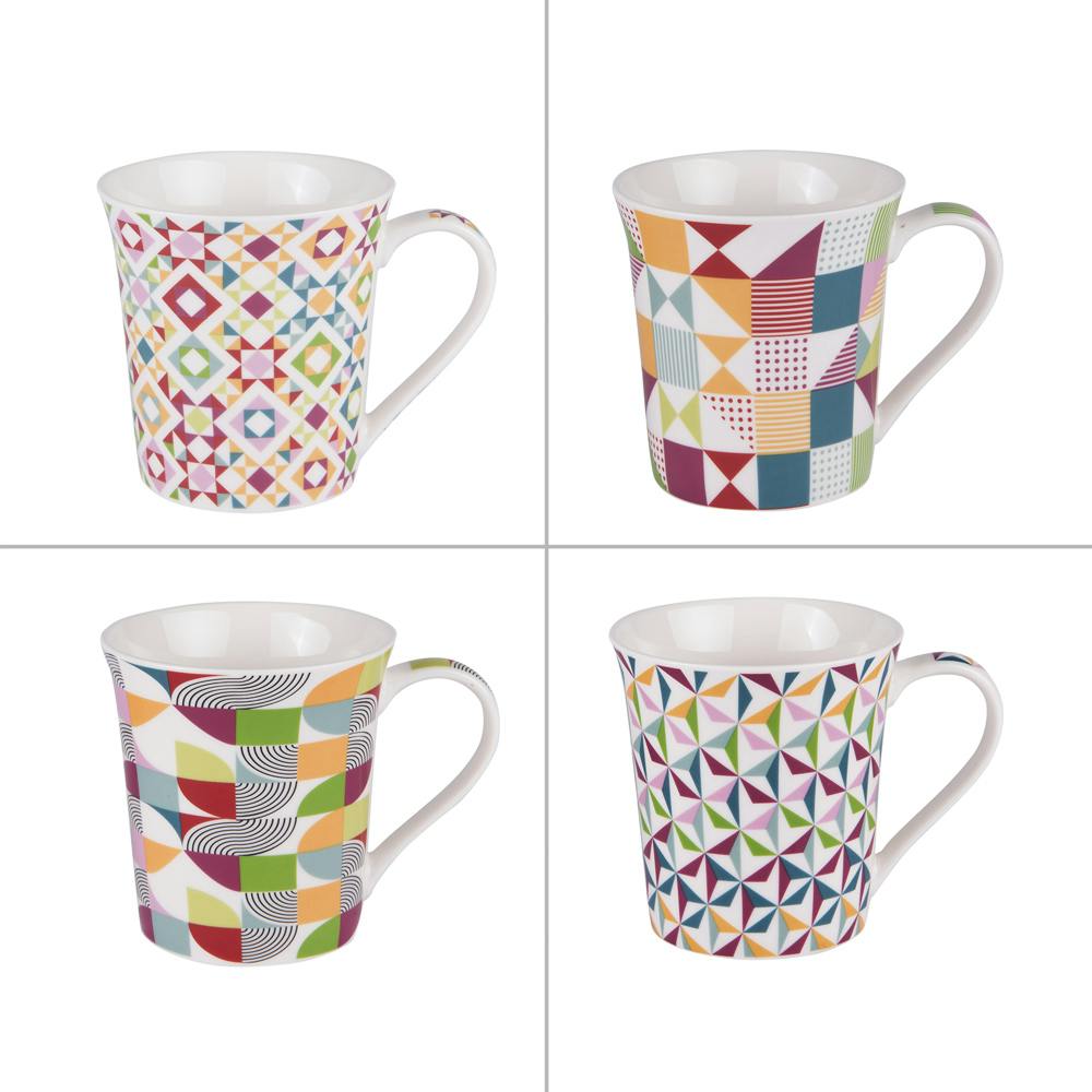 Coffret de 4 mugs motifs géométriques