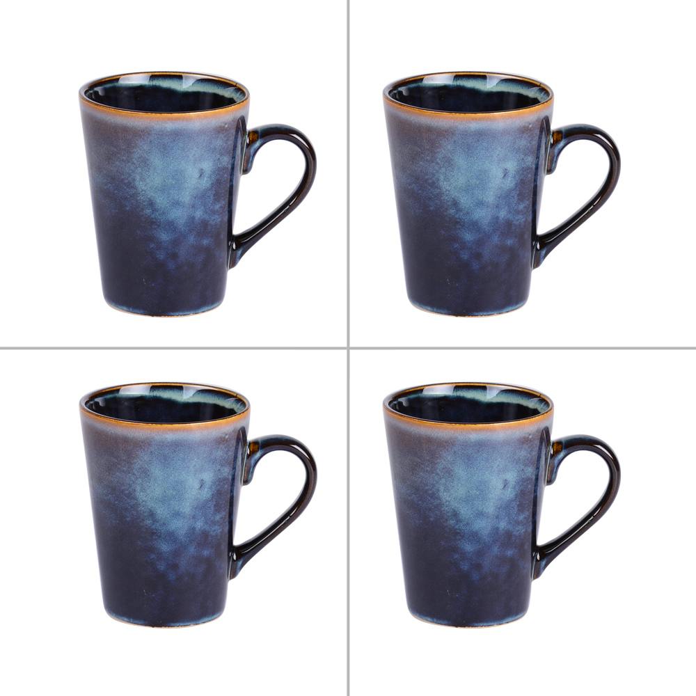 Coffret de 4 tasses effet bleu jean
