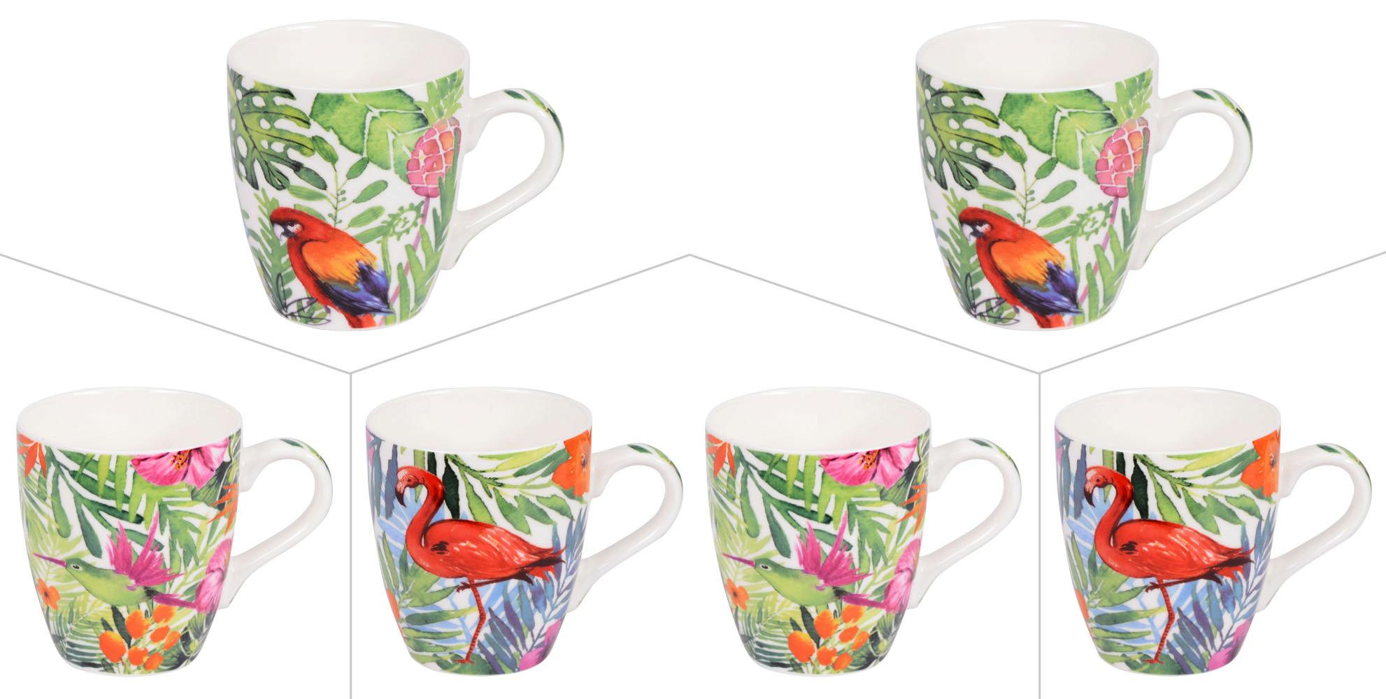 Coffret de 6 tasses 23 cl décor jungle