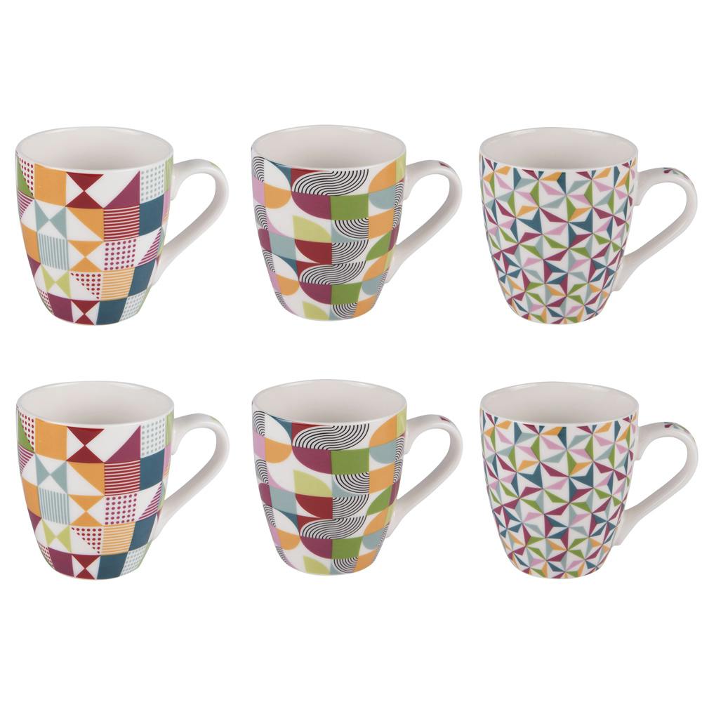 Coffret de 6 tasses motifs géométriques