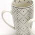 Coffret mug XL porcelaine écrue et noire avec motifs lignes et points