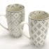 Coffret mug XL porcelaine écrue et noire avec motifs losanges