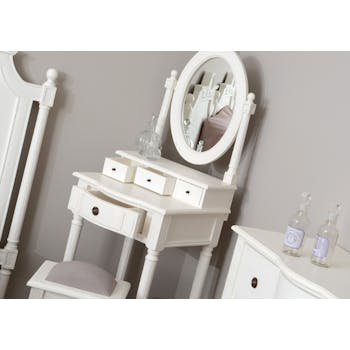 Coiffeuse Classique Chic 4 Tiroirs AGATHE L 50 X P 45 X H 140 Blanc Antique AMADEUS