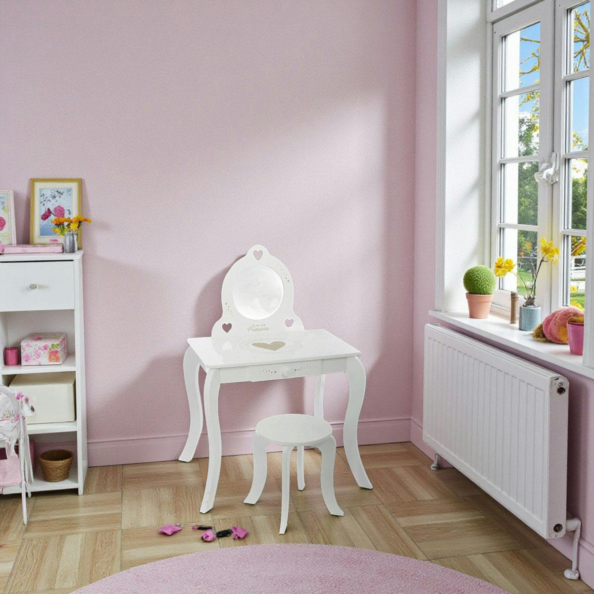 Coiffeuse enfant avec tabouret