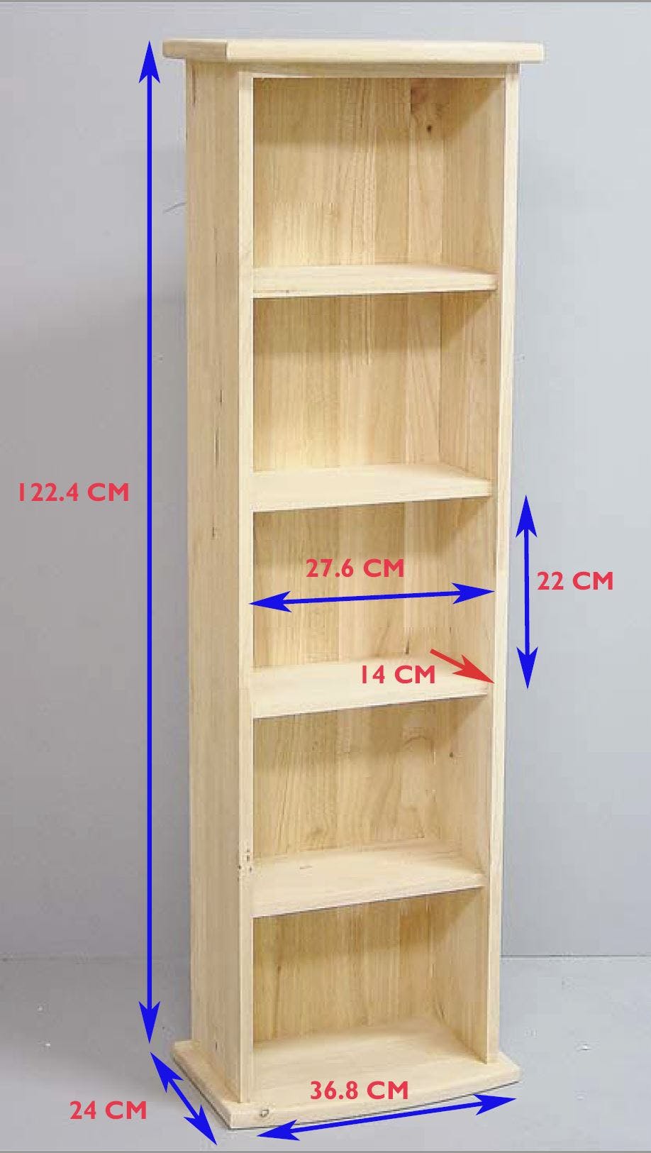 Colonne de rangement 4 étages hévéa 37x24x104cm TRADITION