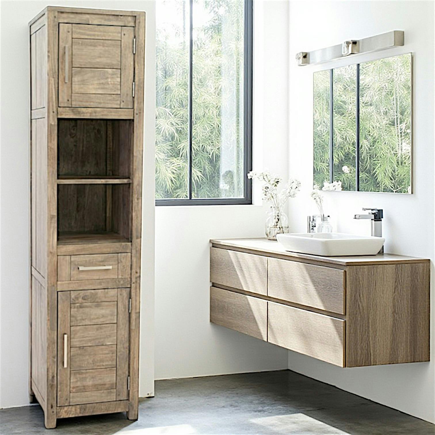 Colonne de rangement bibliothèque moderne hévéa ATTAN