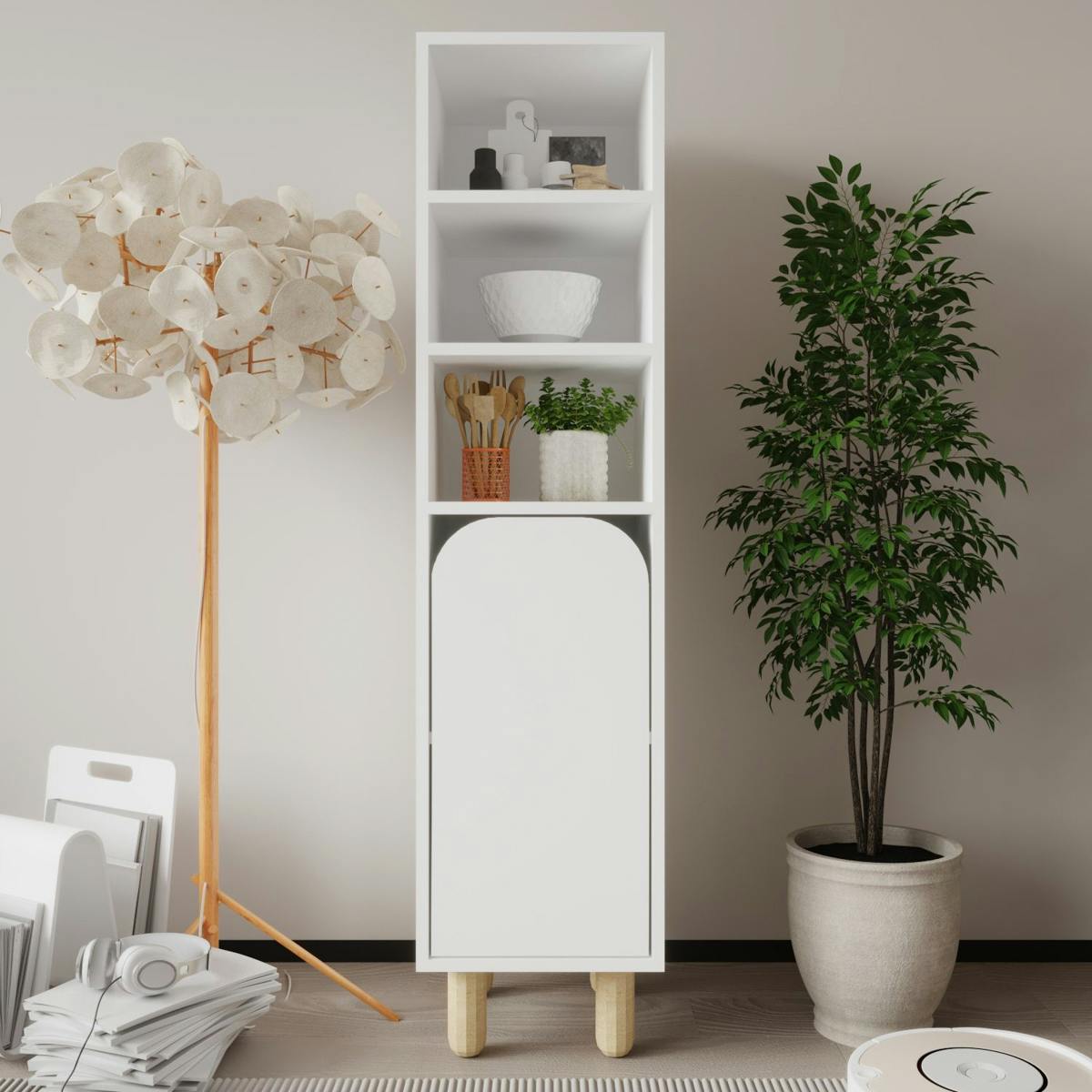 Colonne de rangement blanche, 1 porte courbe VAREN