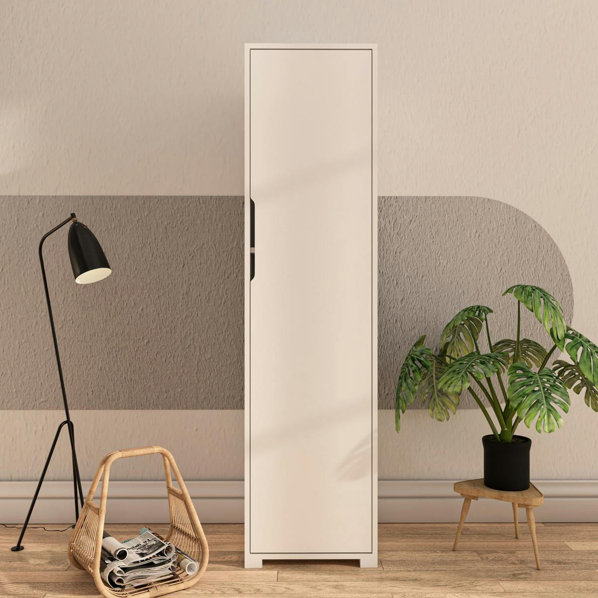 Colonne de rangement blanche moderne, 5 étagères BYRON