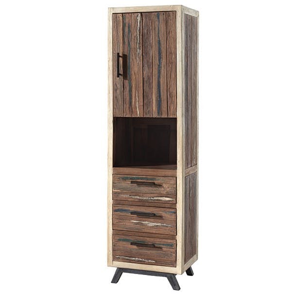 Colonne de rangement bois de bateau recyclé SUMATRA