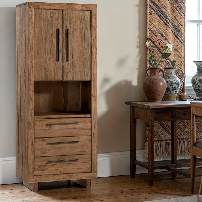 Colonne de rangement en teck recyclé naturel KERALA