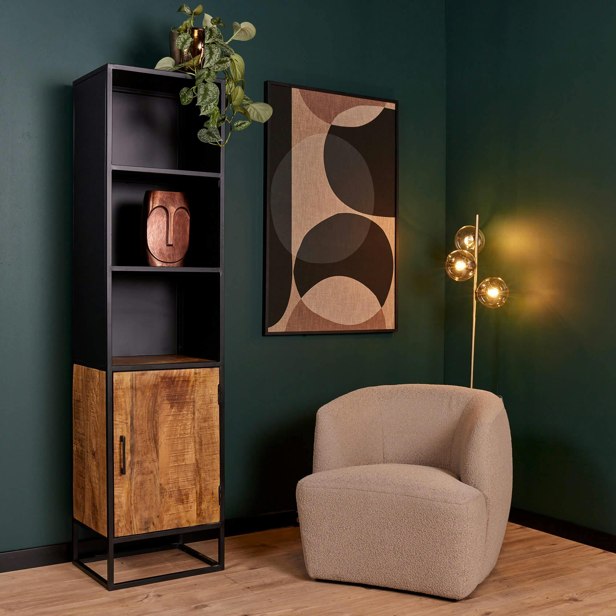 Colonne de salon bois et métal 1 porte ALMA