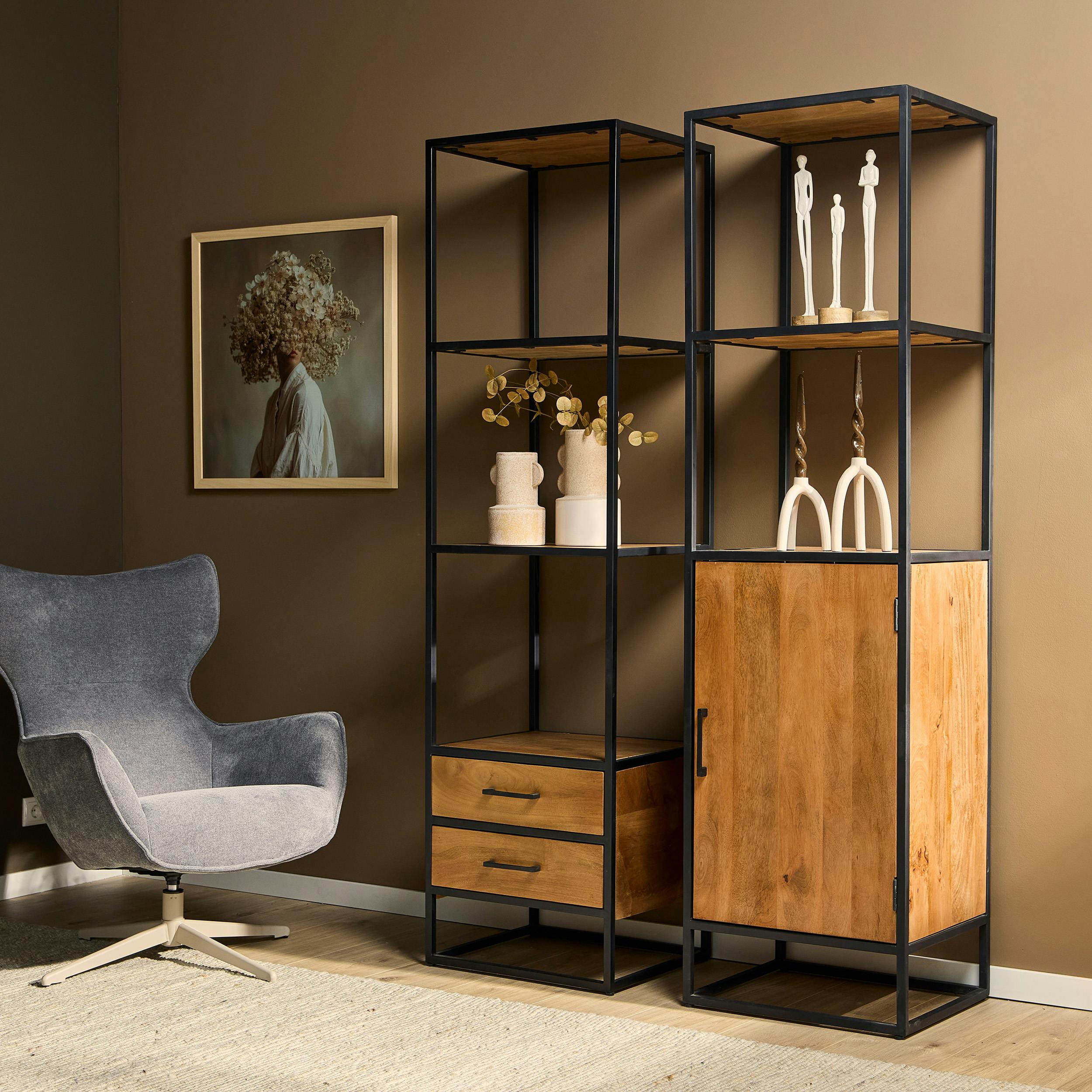 Colonne décorative en bois clair 2 tiroirs RIVANO