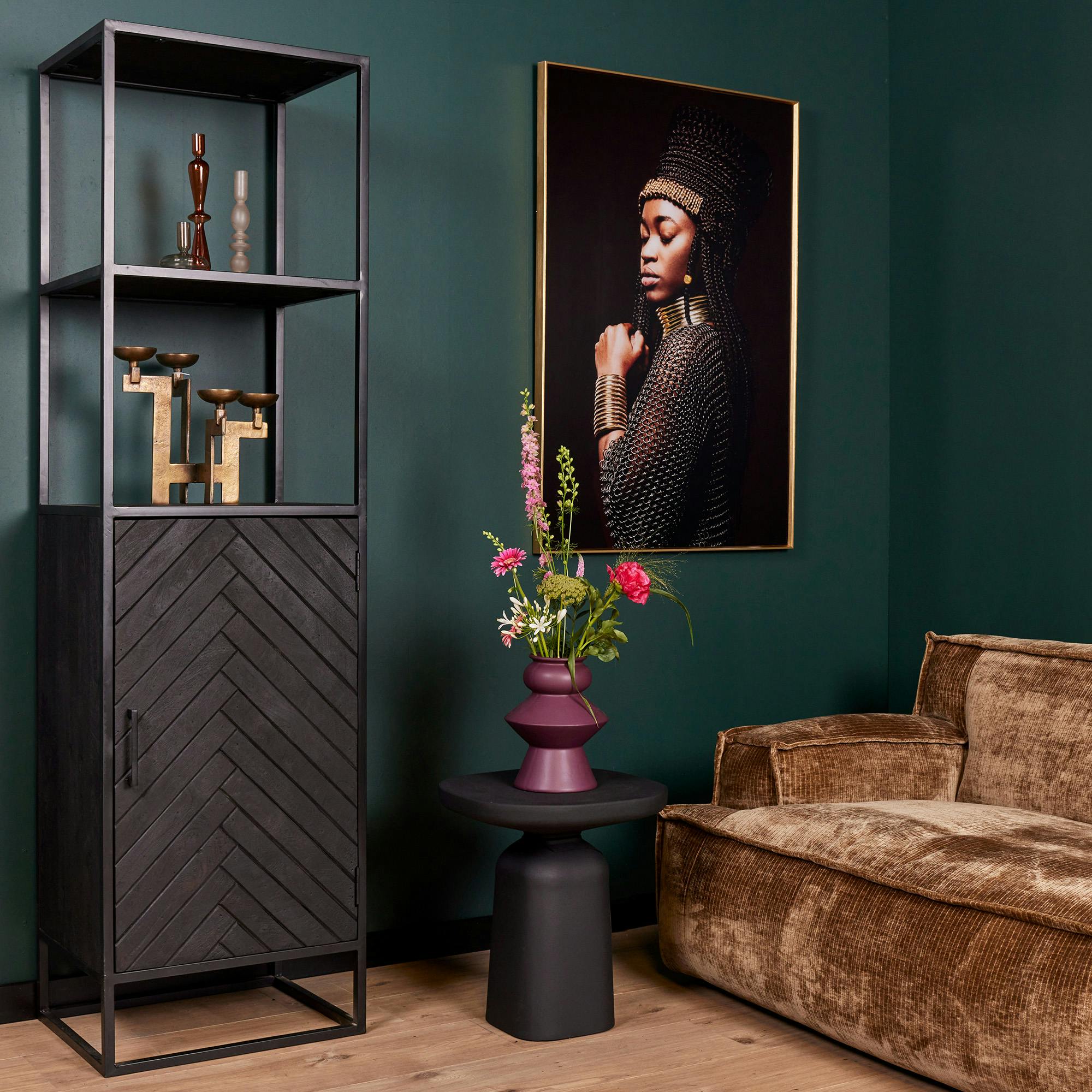 Colonne décorative en bois noir 1 porte ALVERA