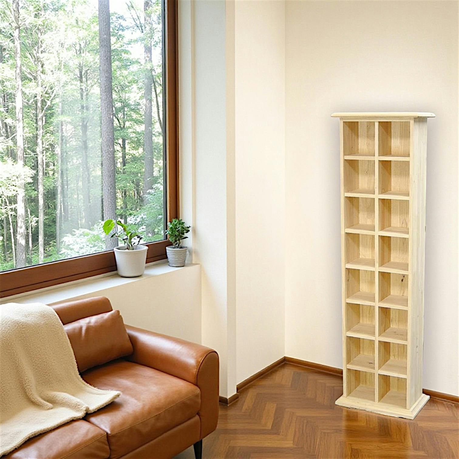 Colonne double range CD 7 étages hévéa 40x24x138cm TRADITION