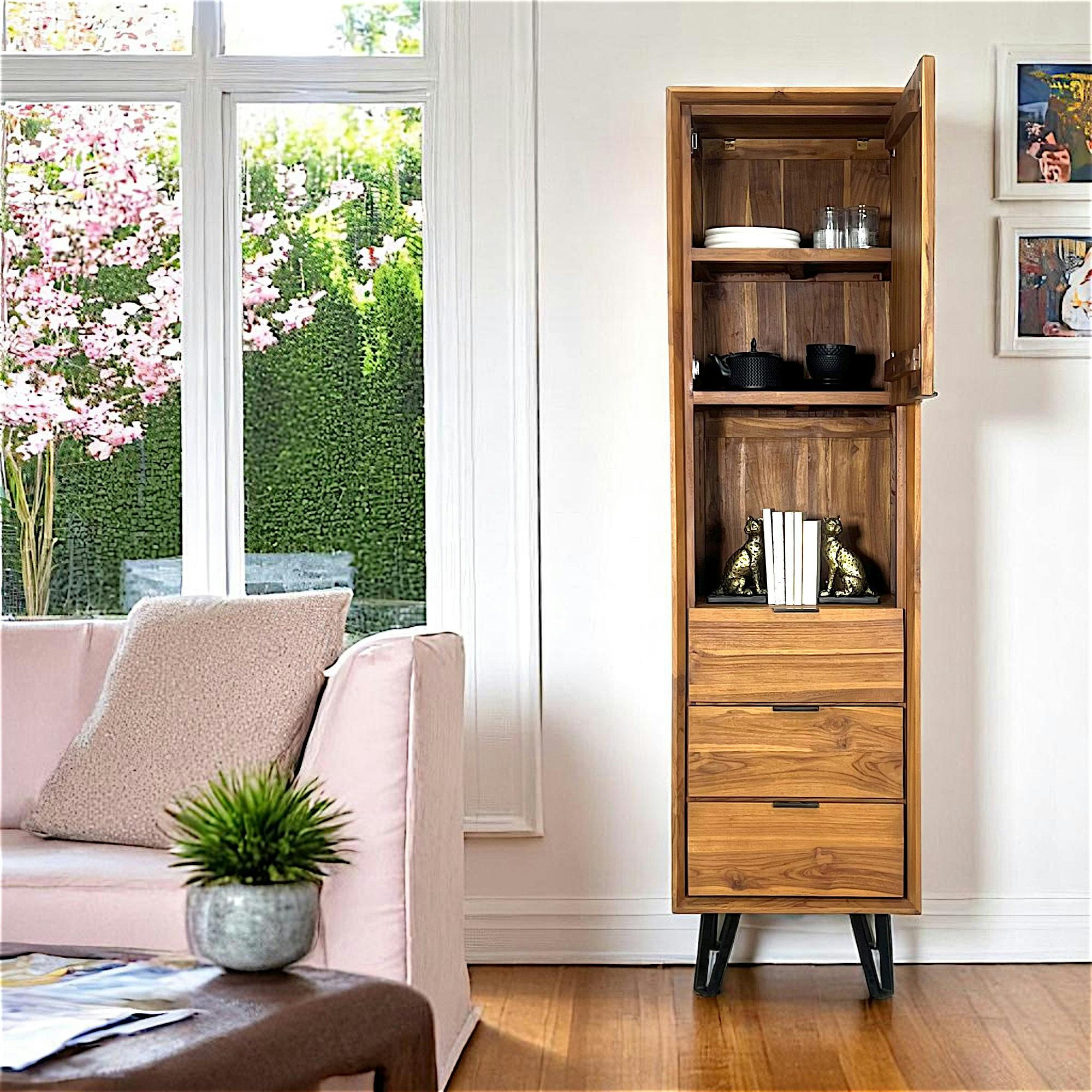 Colonne en bois de teck pieds épingle BOMBAY