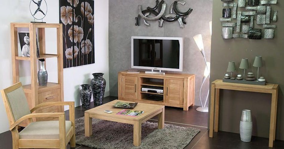 Colonne étagère moderne hévéa massif H150cm ATTAN
