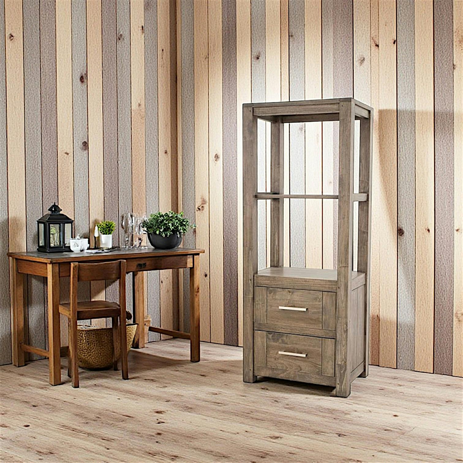 Colonne étagère moderne hévéa massif H150cm ATTAN
