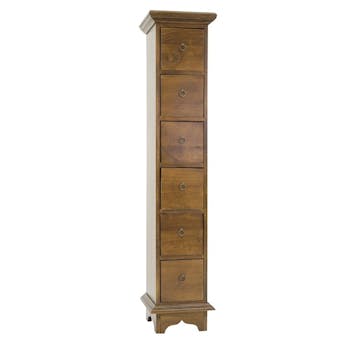 Colonne Range CD Hévéa 6 tiroirs 26x26x122cm MAORI