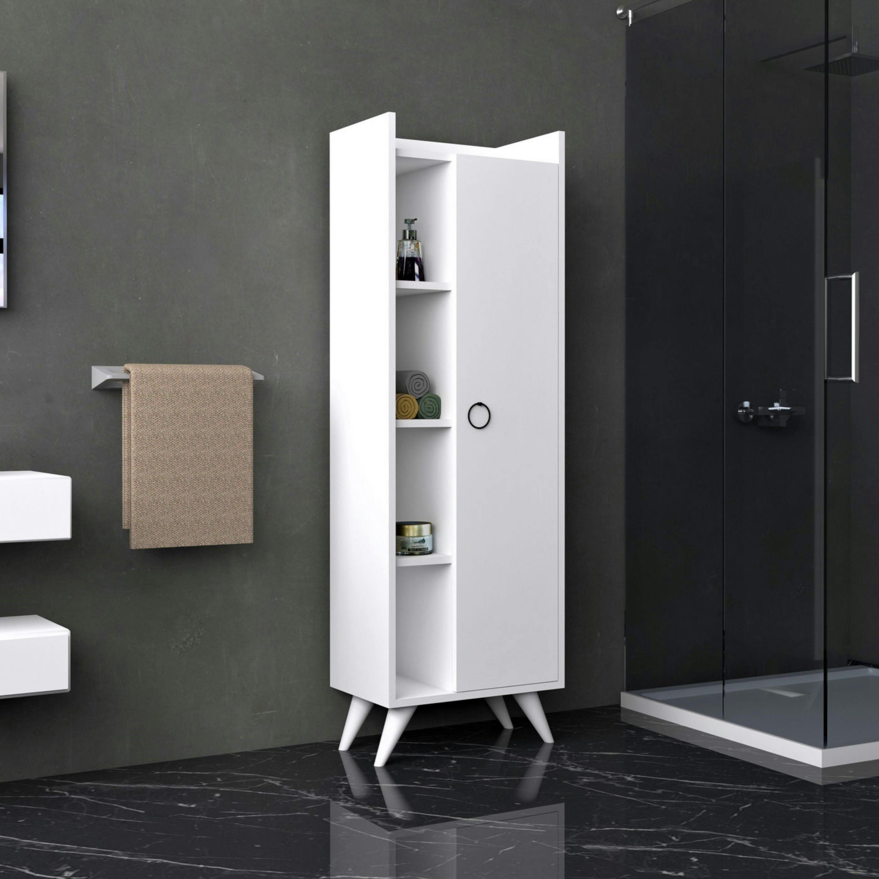 Colonne salle de bains blanche, rangements mixtes MARFA