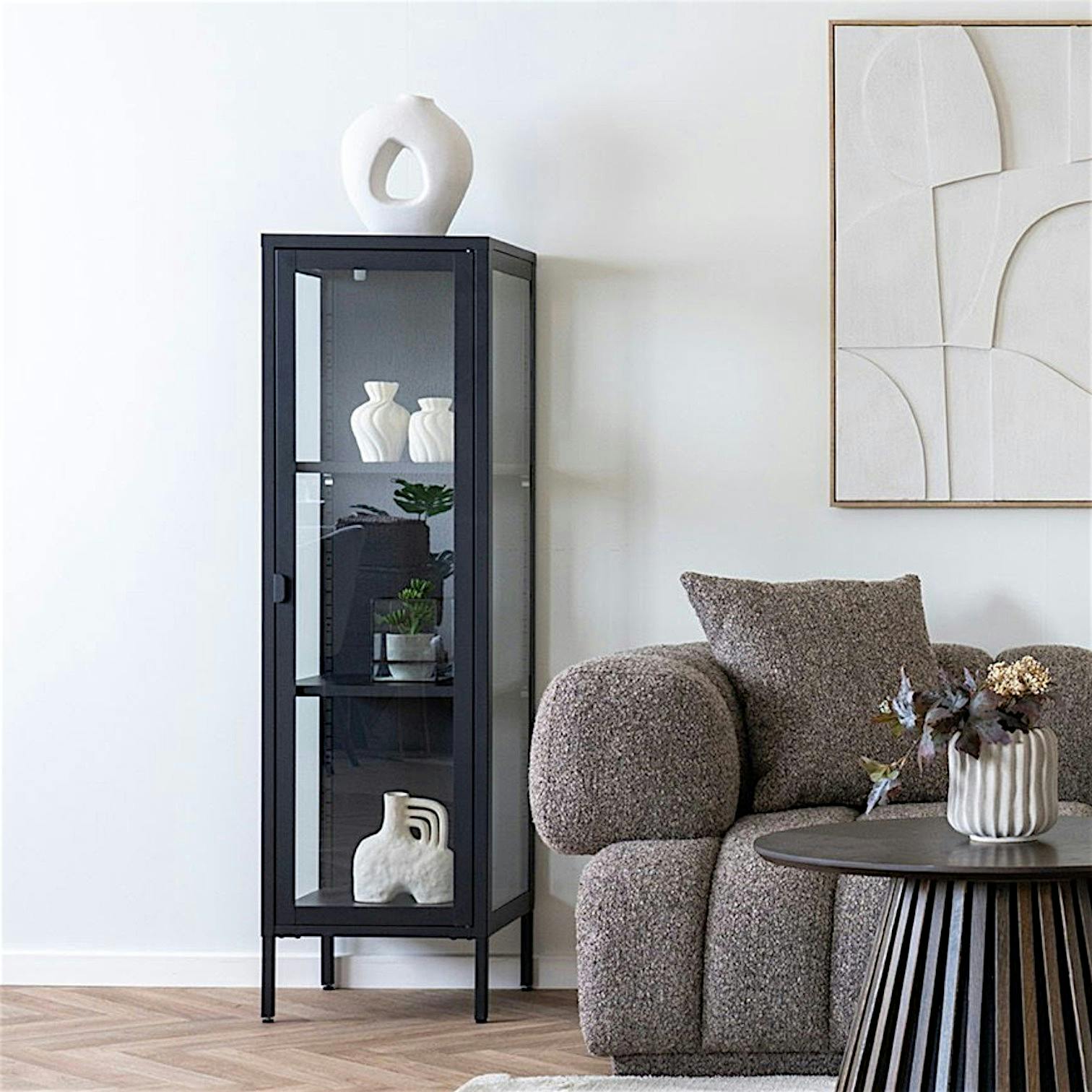 Colonne vitrée en métal noir 140 cm ODENSE