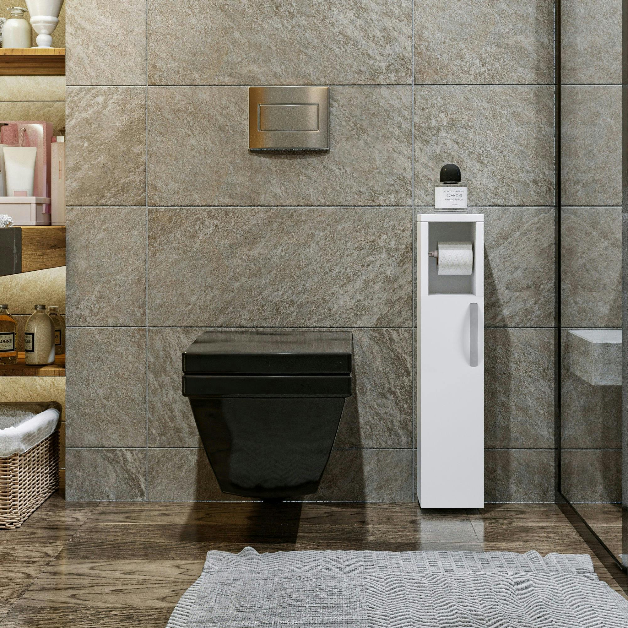 Colonne WC blanche 1 porte et dérouleur papier MARFA