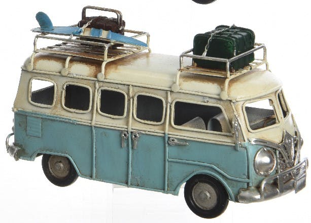 Combi-van déco vintage métal bleu 15cm