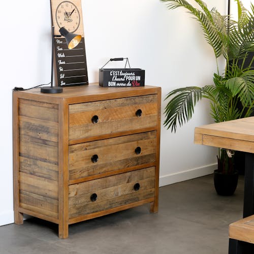 Commode 3 tiroirs bois recyclé BRISBANE