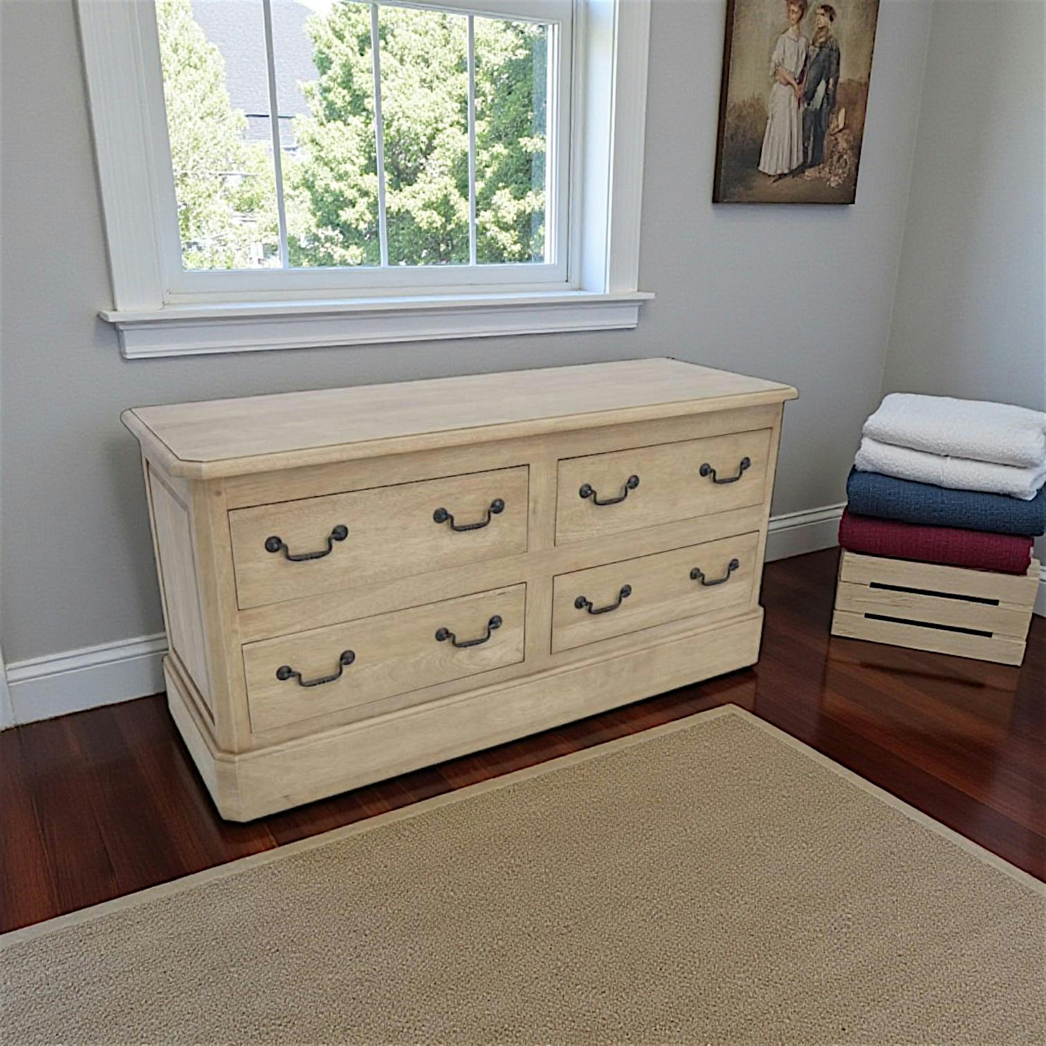 Commode 4 tiroirs hévéa 120x43x60cm TRADITION
