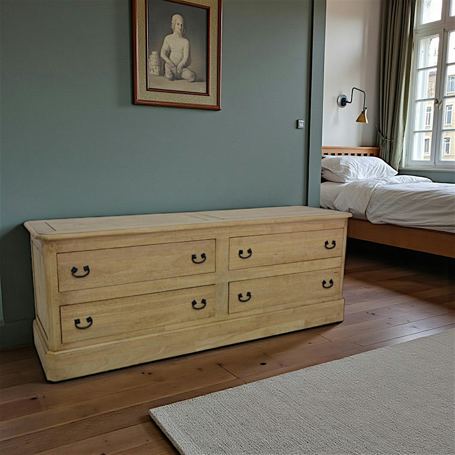 Commode 4 tiroirs hévéa 160x45x60cm TRADITION